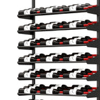 Ultra Showcase Series - Cascading Row (6 - 9 Bottles) - Multi-tier wall-mounted wine rack with shelves holding bottles horizontally