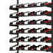Ultra Showcase Series - Cascading Row (6 - 9 Bottles) - Multi-tier wall-mounted wine rack with shelves holding bottles horizontally