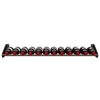 Ultra Showcase Series - Cork-Out Row (12 Bottles) - Black metal wall-mounted wine rack frame with bottles front view