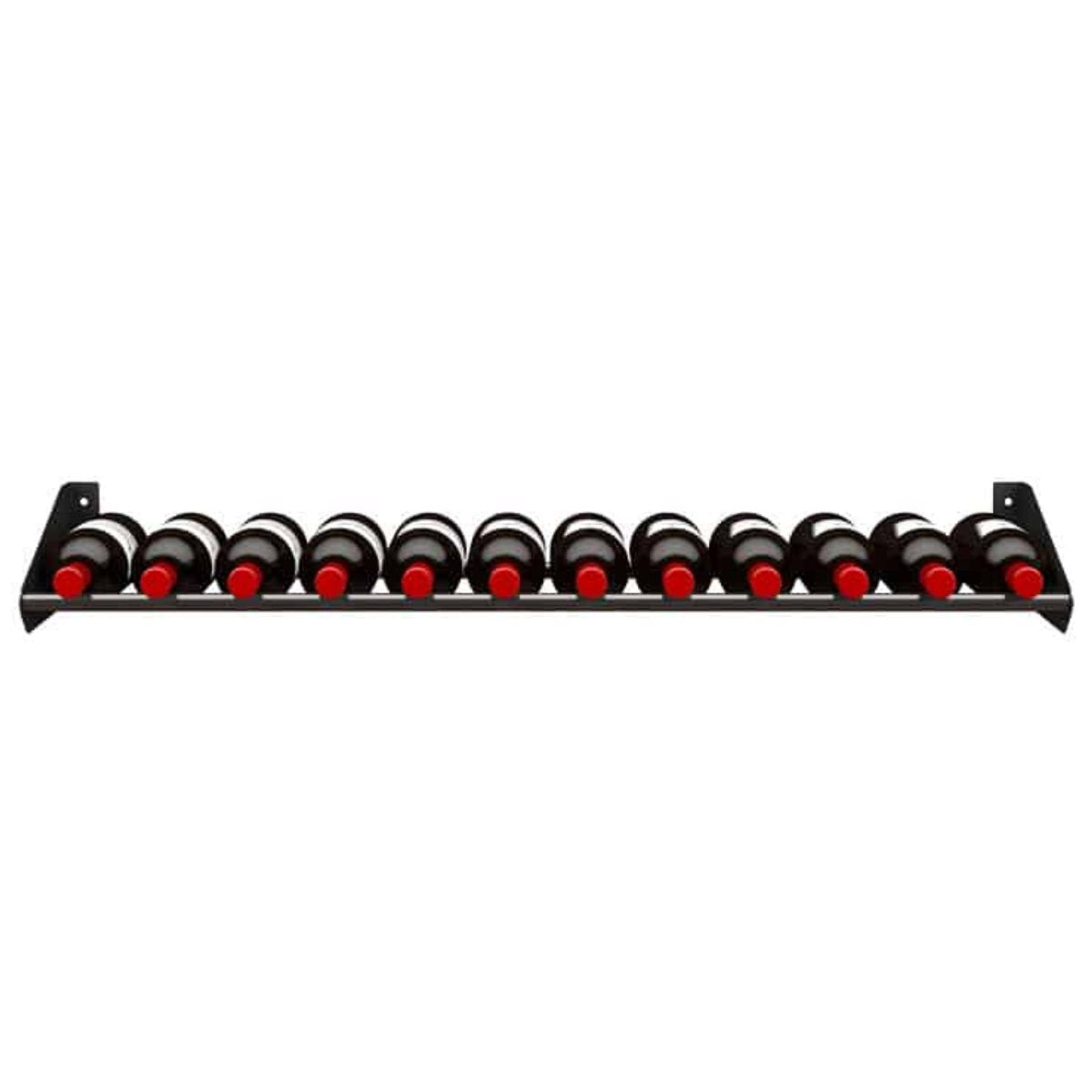 Ultra Showcase Series - Cork-Out Row (12 Bottles) - Black metal wall-mounted wine rack frame with bottles front view