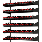 Ultra Showcase Series - Cork-Out Row (12 Bottles) - Wall-mounted metal wine rack with cork out shelf holding bottles