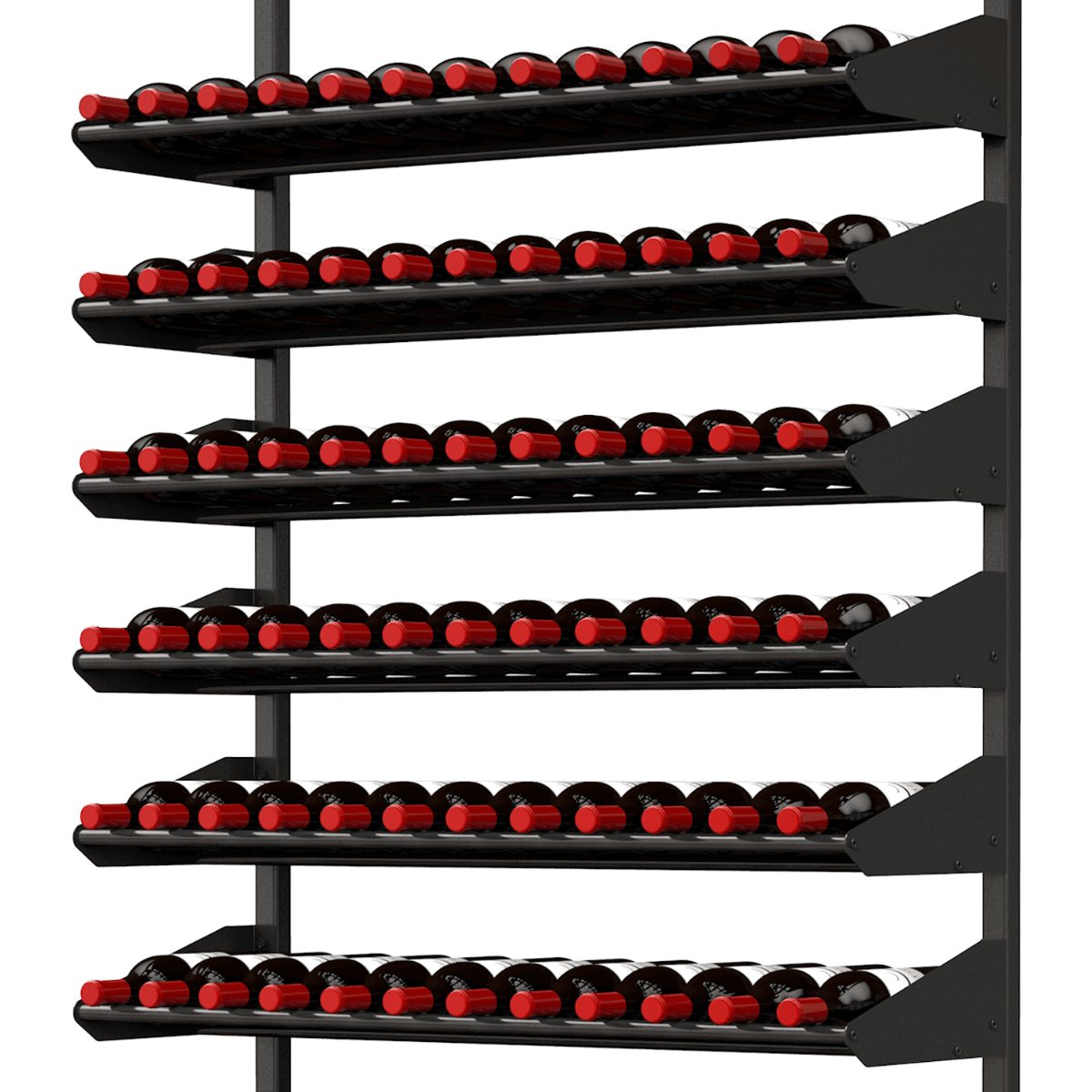 Ultra Showcase Series - Cork-Out Row (12 Bottles) - Wall-mounted metal wine rack with cork out shelf holding bottles