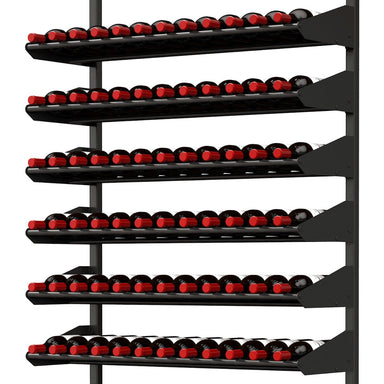 Ultra Showcase Series - Cork-Out Row (12 Bottles) - Wall-mounted metal wine rack with cork out shelf holding bottles