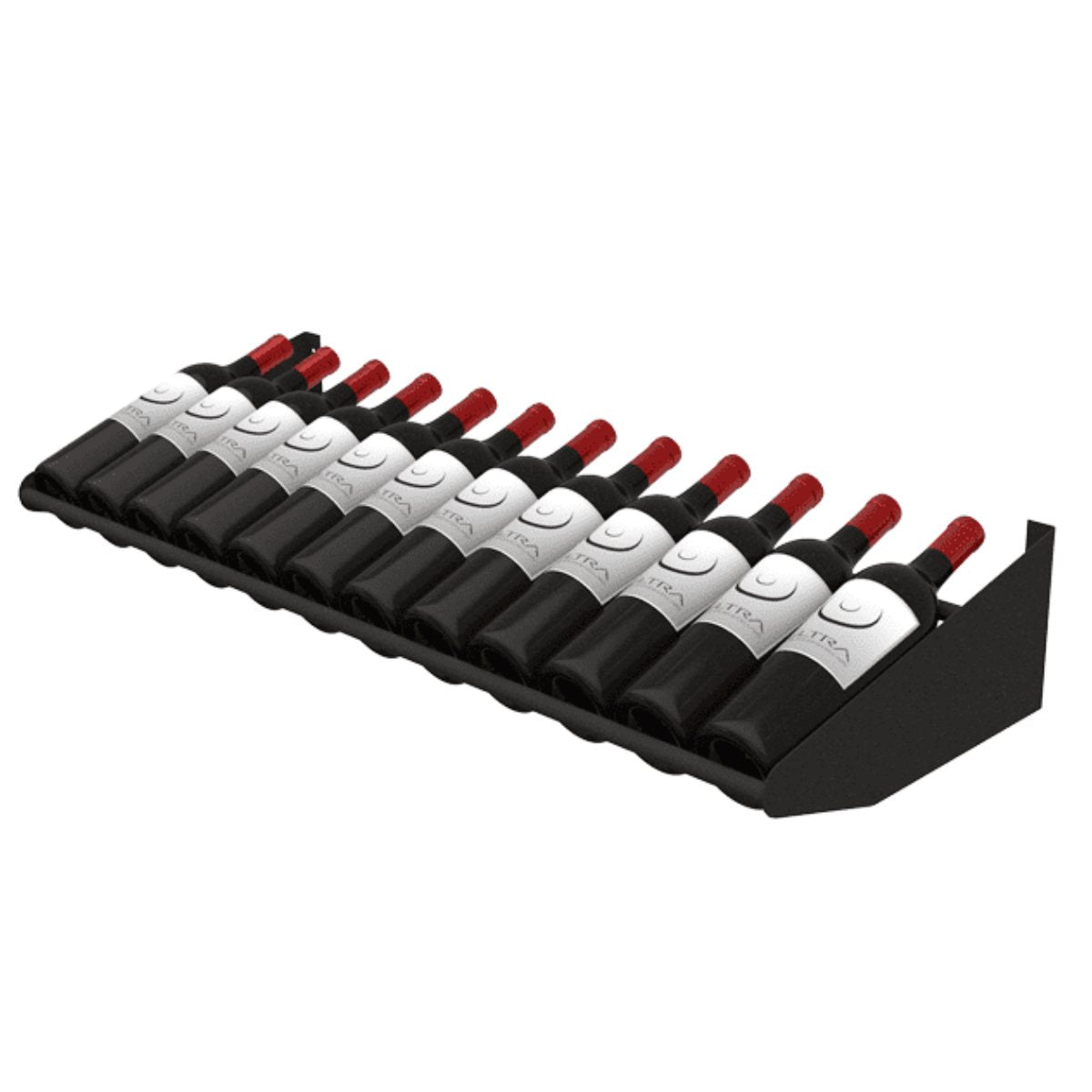 Ultra Showcase Series - Display Row (12 Bottles) - Black horizontal wine rack holding 12 wine bottles