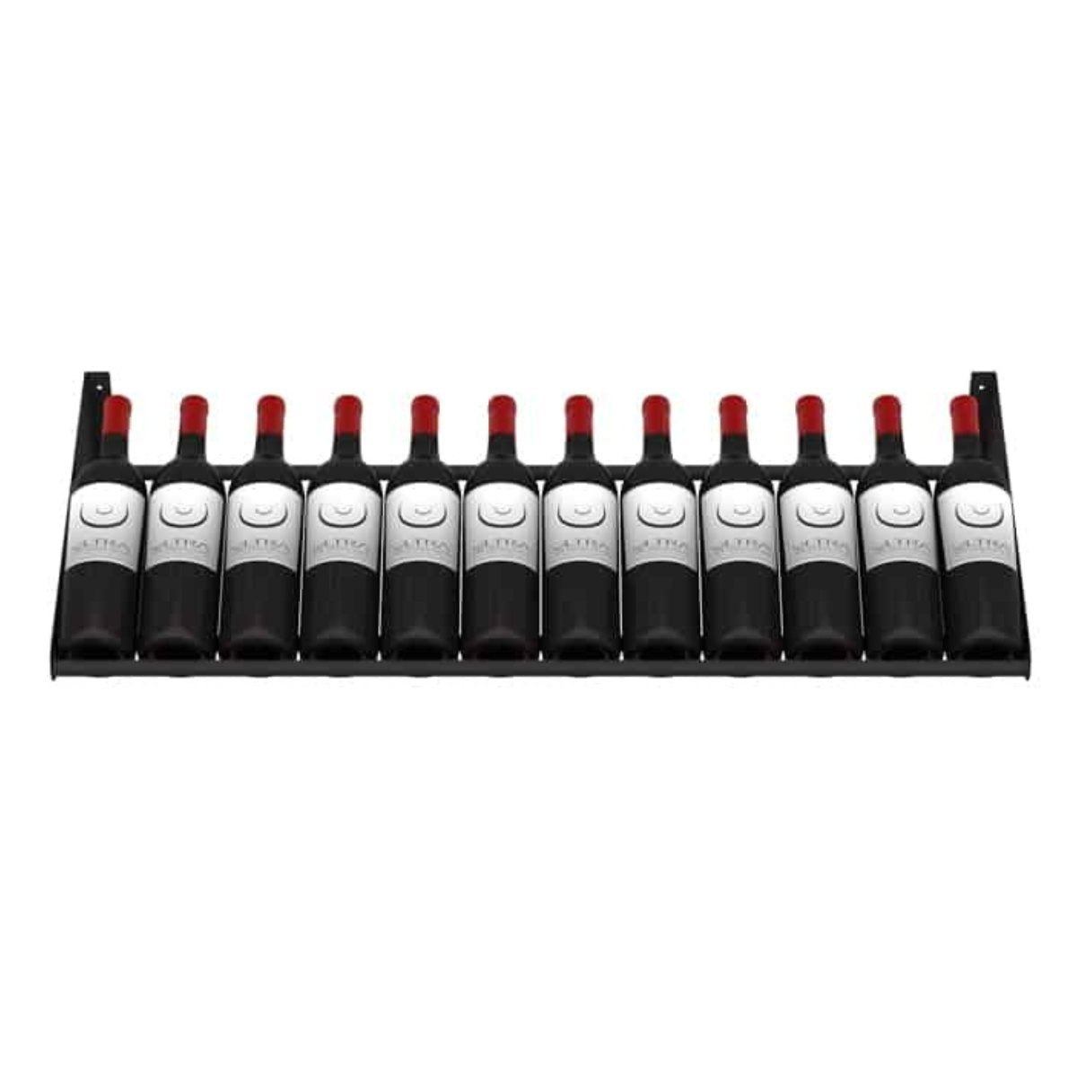 Ultra Showcase Series - Display Row (12 Bottles) - Black horizontal wine rack holding 12 wine bottles front view