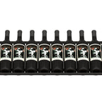 Ultra Showcase Series - Display Row (12 Bottles) - Black horizontal wine rack holding wine bottles close up front view