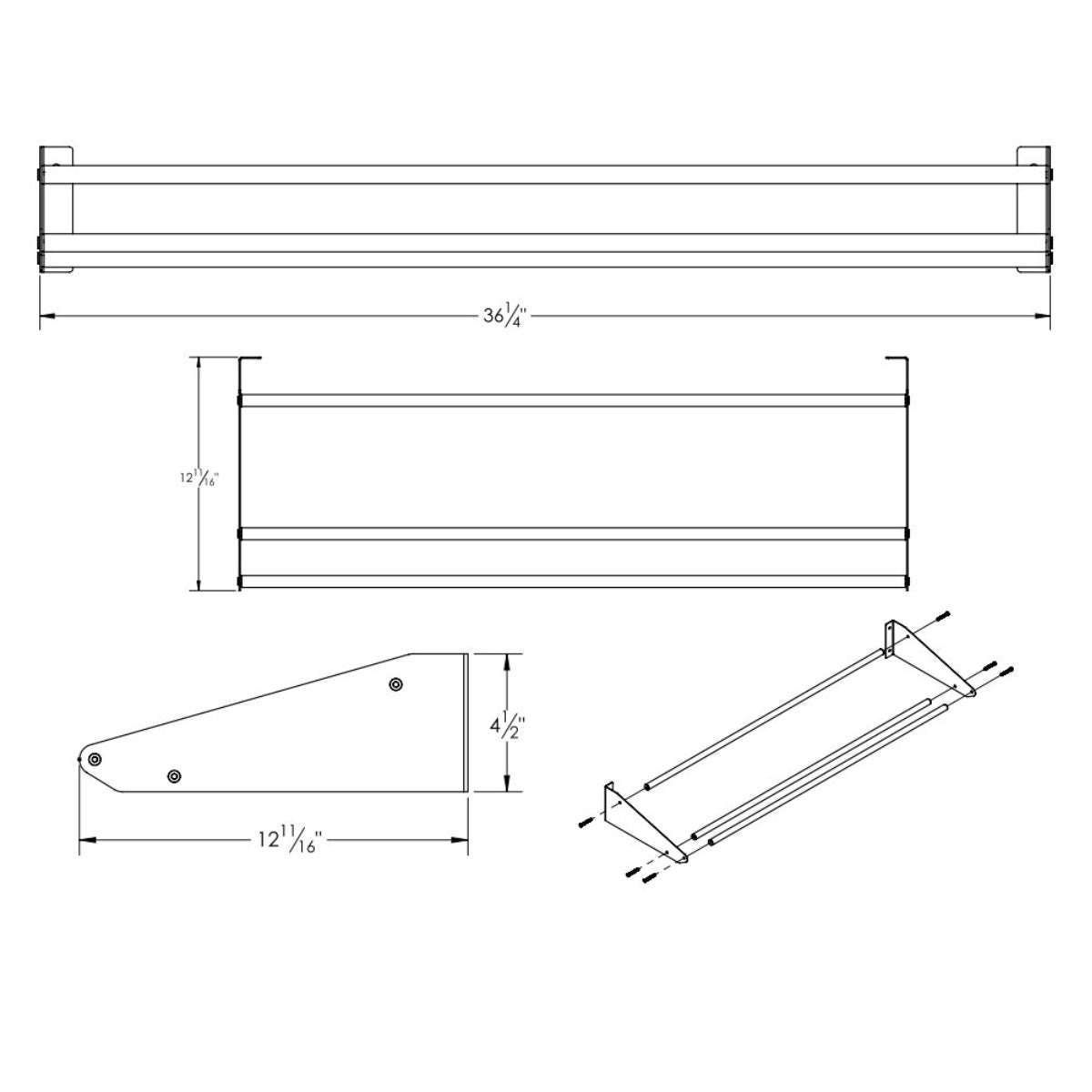 Ultra Showcase Series - Display Row (12 Bottles) - Dimensions of the rack shown