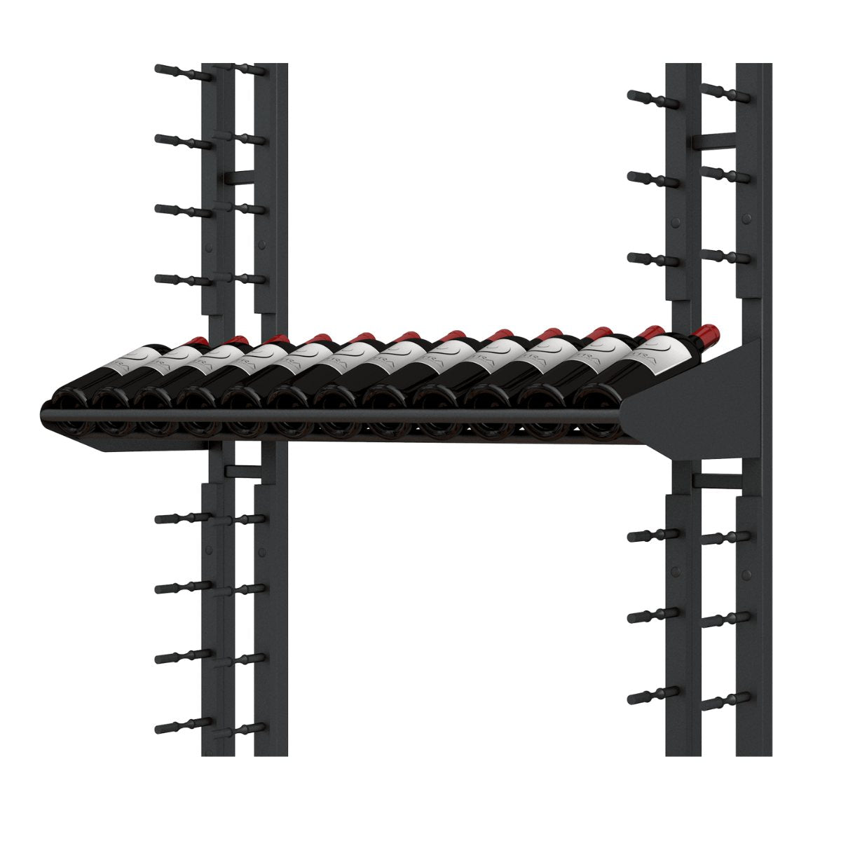 Ultra Showcase Series - Display Row (12 Bottles) - Wall-mounted metal wine rack with horizontal shelf holding 12 bottles in a modern display system