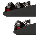 Ultra Showcase Series - Horizontal Row (6 - 9 Bottles) - Close-up of black metal wine rack holding bottles horizontally with secure side panels