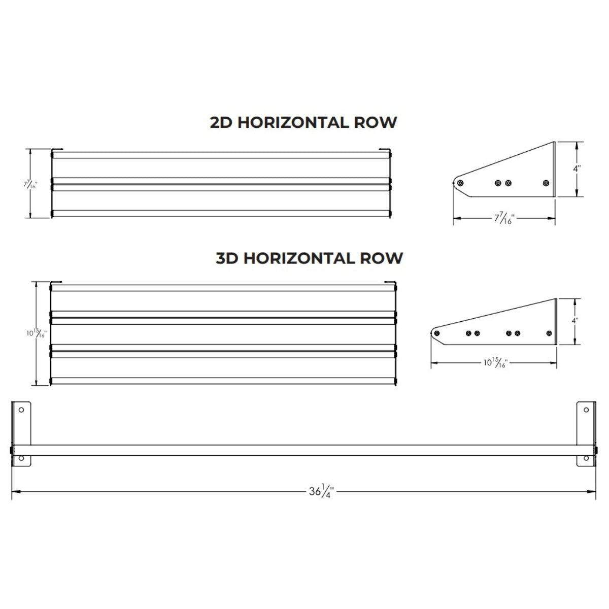 Ultra Showcase Series - Horizontal Row (6 - 9 Bottles) - Dimensions of the racks shown