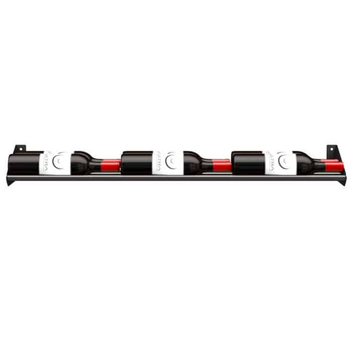 Ultra Showcase Series - Horizontal Row (6 - 9 Bottles) - Double Deep wall-mounted black metal wine rack front view