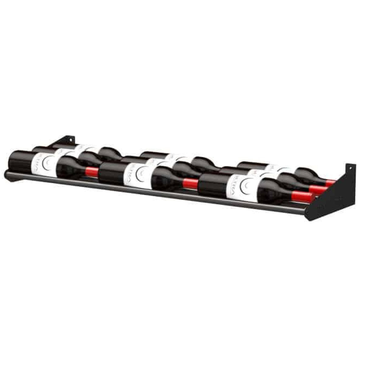 Ultra Showcase Series - Horizontal Row (6 - 9 Bottles) - Triple Deep wall-mounted black metal wine rack