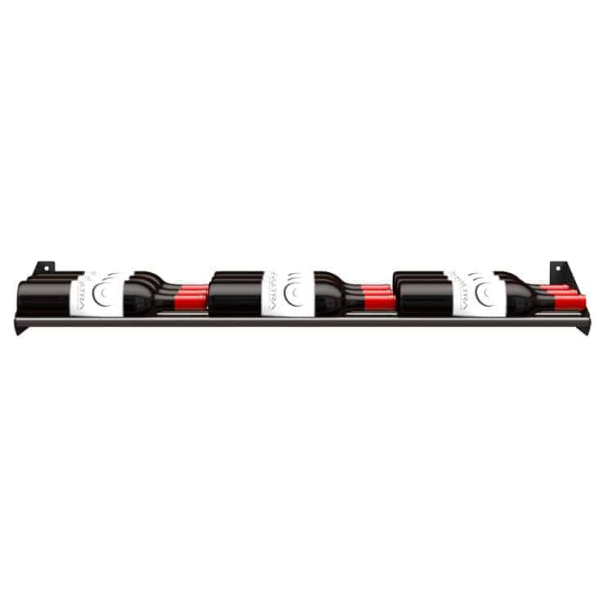 Ultra Showcase Series - Horizontal Row (6 - 9 Bottles) - Triple Deep wall-mounted black metal wine rack front view