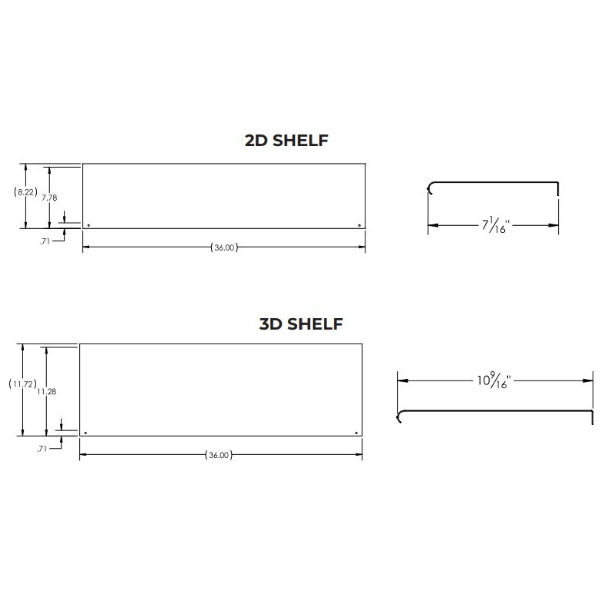 Ultra Showcase Series - Showcase Shelf - Product Dimensions Shown