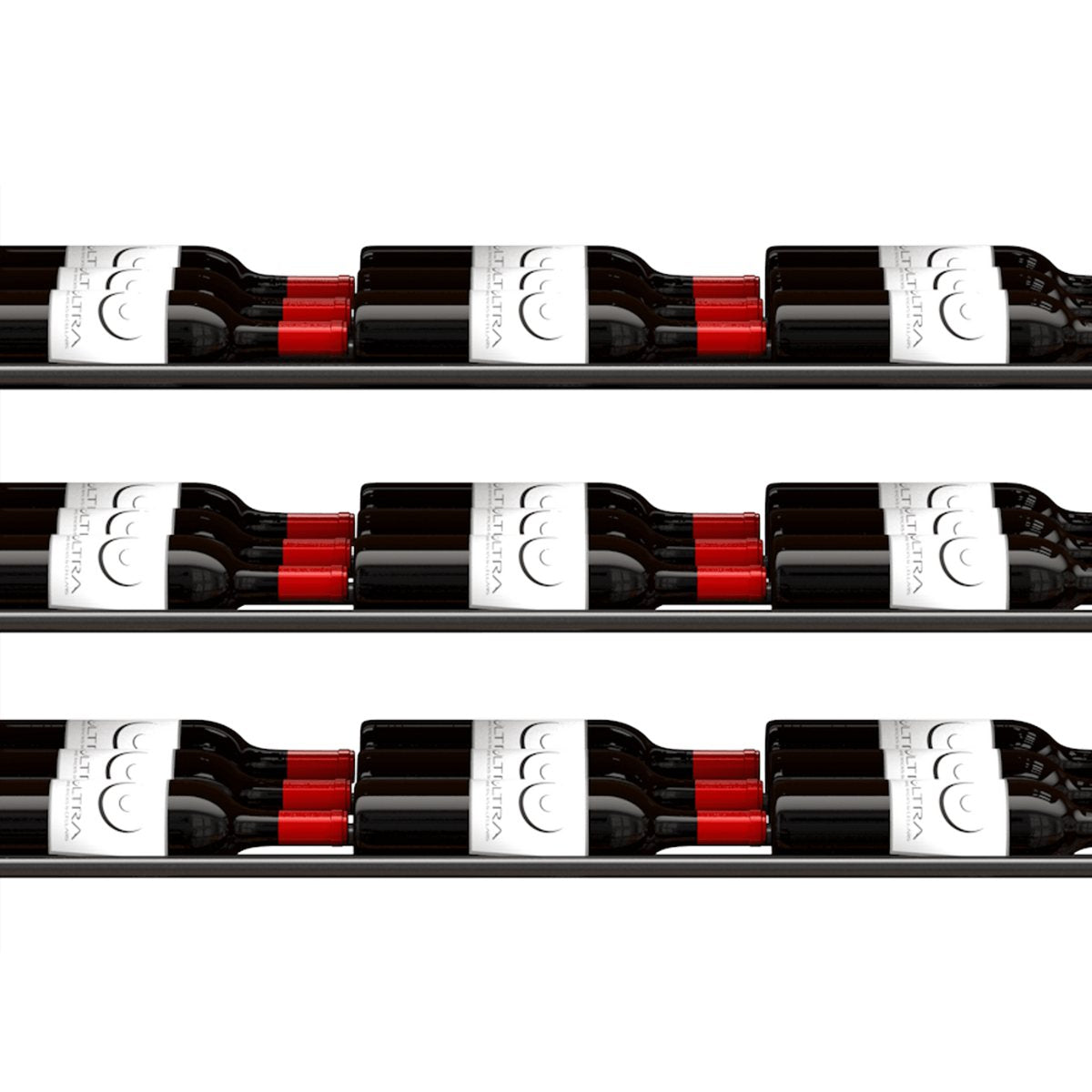 Ultra Showcase Standard Cascade Kits (66 - 99 Bottles) - Maximum view of wine label