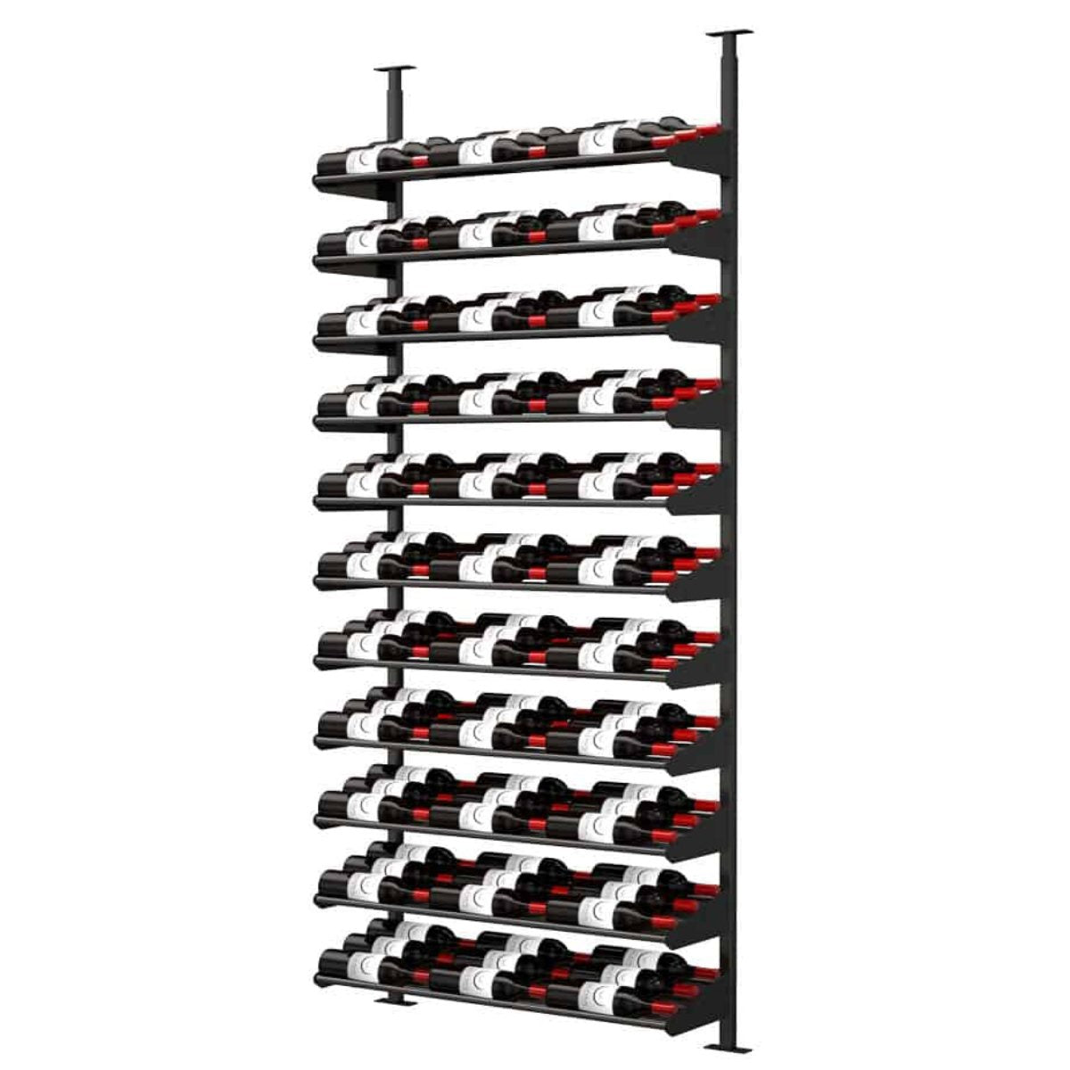 Ultra Showcase Standard Cascade Kits (66 - 99 Bottles) - wine rack system with cascading label-forward shelves storing multiple bottles