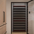 Ultra Showcase Standard Cork-Out Kit (121 Bottles) - Compact wine cellar with floor-to-ceiling wall-mounted racks neatly storing bottles in rows