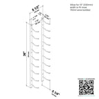 VintageView 3-Foot Wall-Mounted Wine Storage Rack Single Depth 9 Bottles Dimensions Diagram