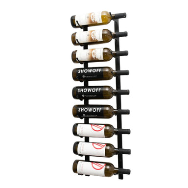 VintageView 3-Foot Wall-Mounted Wine Storage Rack Single Depth 9 Bottles Matte Black Shown