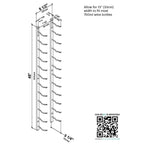 VintageView 4-Foot Wall-Mounted Wine Storage Rack Single Depth 12 Bottles Dimensions Diagram