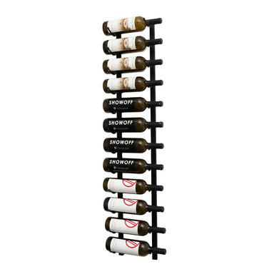 VintageView 4-Foot Wall-Mounted Wine Storage Rack Single Depth 12 Bottles Matte Black Shown