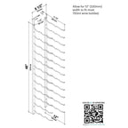 VintageView 4-Foot Wall-Mounted Wine Storage Rack Triple Depth 36 Bottles Dimensions Diagram