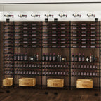 VintageView 4 inch wall mounted metal wine rack forming a large scale wine wall