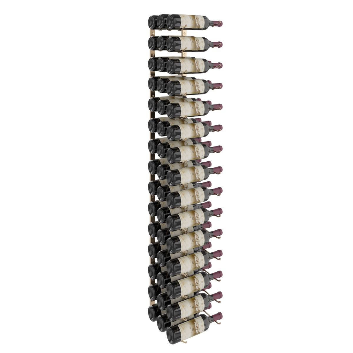 VintageView 5-Foot Wall-Mounted Wine Storage Rack Triple Depth 45 Bottles Golden Bronze Shown