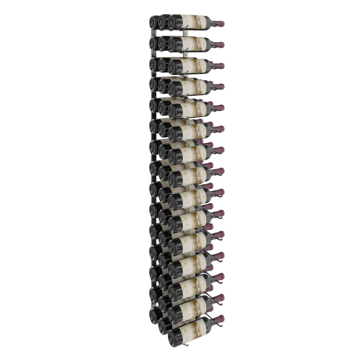 VintageView 5-Foot Wall-Mounted Wine Storage Rack Triple Depth 45 Bottles Gunmetal Shown