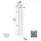 VintageView 6-Foot Wall-Mounted Wine Storage Rack Single Depth 18 Bottles Dimension Diagram