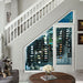 VintageView 6 Foot wall mounted wine storage rack installed under stairs behind glass with label forward wine bottle storage
