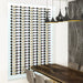VintageView 8 Foot wall mounted wine storage rack installed in a dining room feature wall with symmetrical label forward bottles