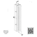 VintageView 8-Foot Wall-Mounted Wine Storage Rack Triple Depth 72 Bottles Dimension Diagram