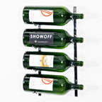 VintageView Big Bottle Wall-Mounted Wine Rack 4 Bottles Chrome Luxe Label Out Shown