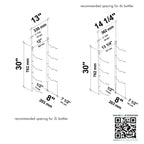 VintageView Big Bottle wall mounted wine rack spacing diagram for 3L and 6L bottles