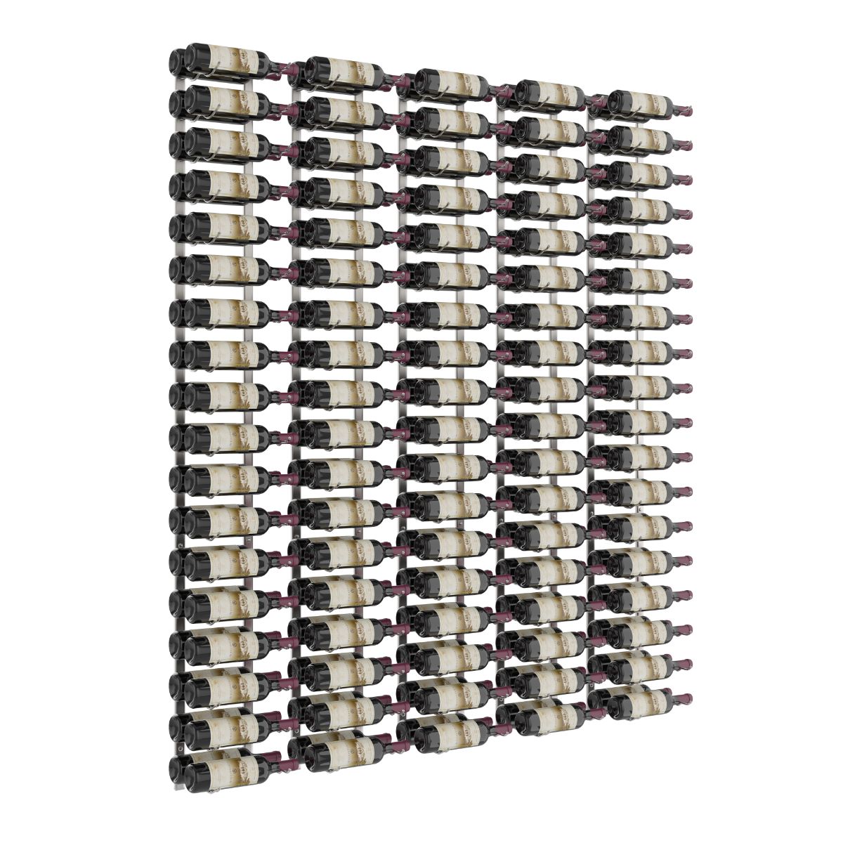 VintageView Feature Wall 6-Foot Wine Rack Kit Double Depth 180 Bottles Brushed Nickel Shown
