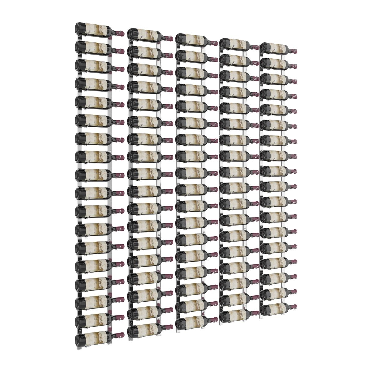 VintageView Feature Wall 6-Foot Wine Rack Kit Single Depth 90 Bottles Chrome Luxe Shown