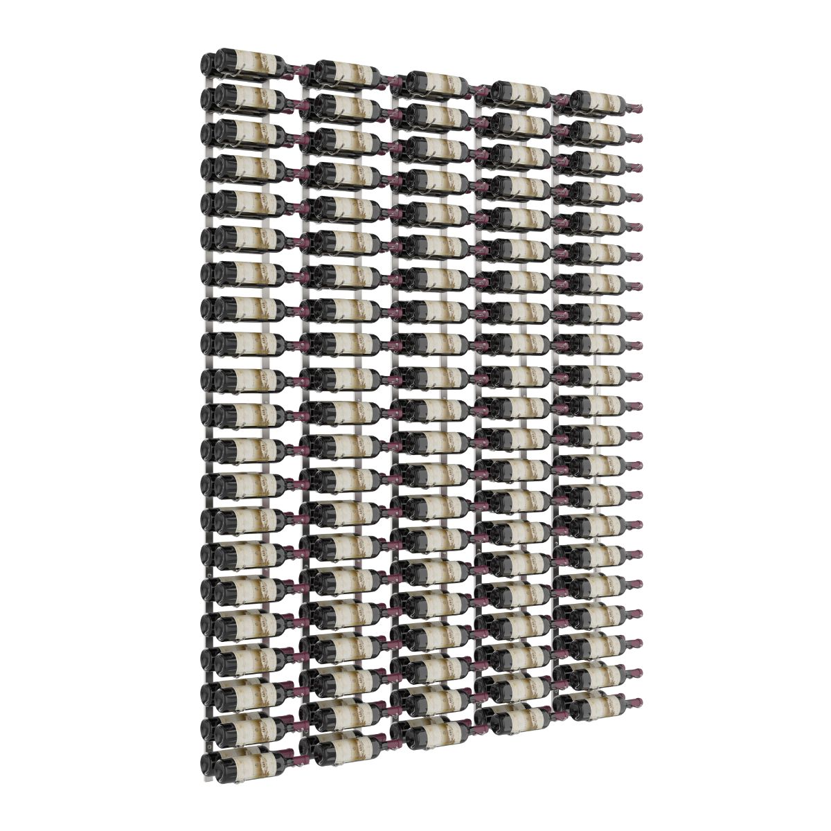 VintageView Feature Wall 7-Foot Wine Rack Kit Double Depth 210 Bottles Brushed Nickel Shown