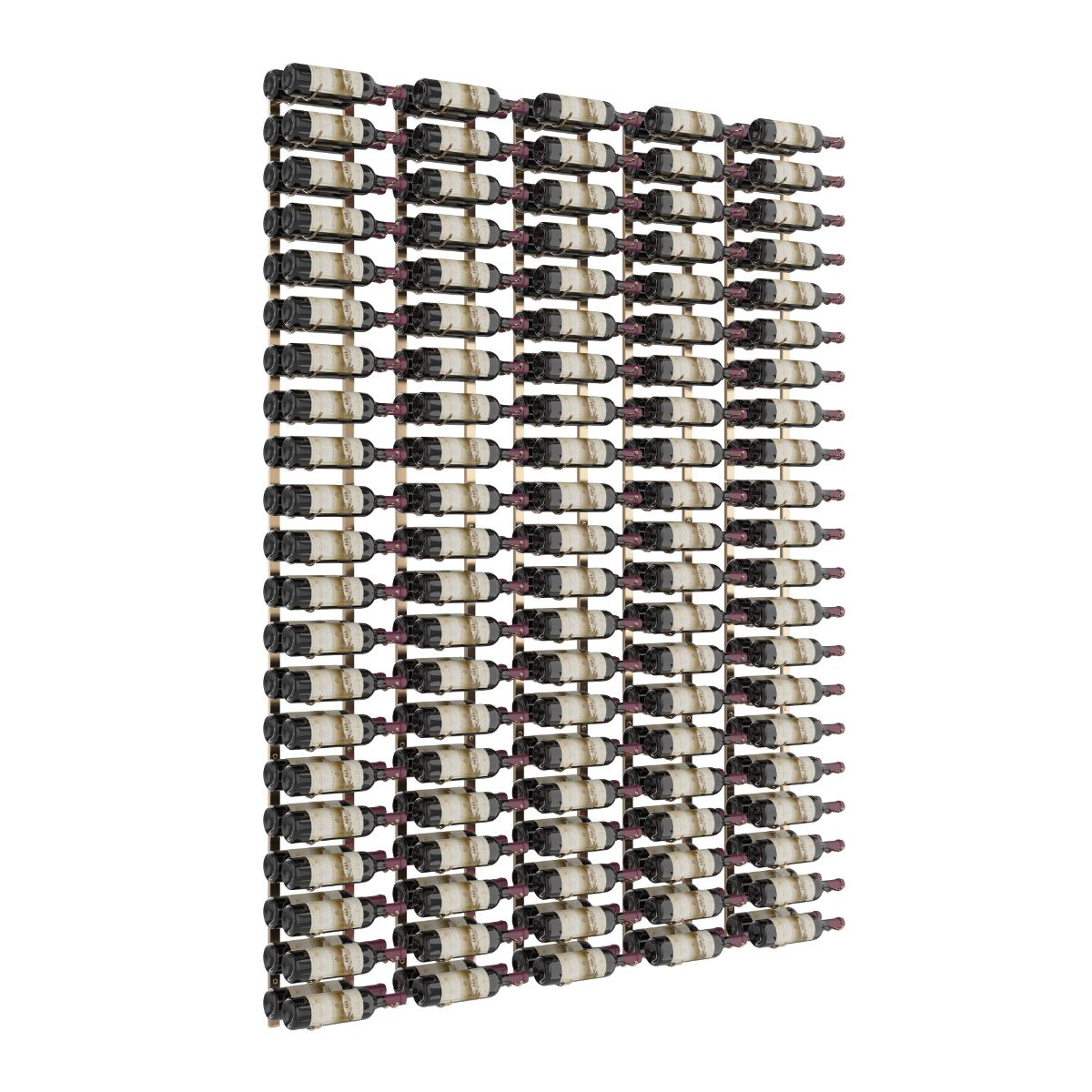 VintageView Feature Wall 7-Foot Wine Rack Kit Double Depth 210 Bottles Golden Bronze Shown