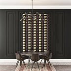 VintageView Feature Wall 7 foot wall mounted wine rack installed on a black paneled feature wall with label forward bottle storage