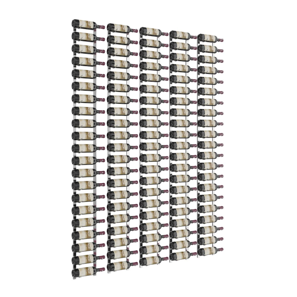 VintageView Feature Wall 7-Foot Wine Rack Kit Single Depth 105 Bottles Chrome Luxe Shown