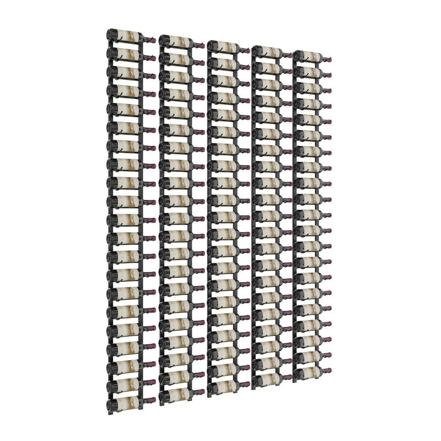 VintageView Feature Wall 7-Foot Wine Rack Kit Single Depth 105 Bottles Matte Black Shown