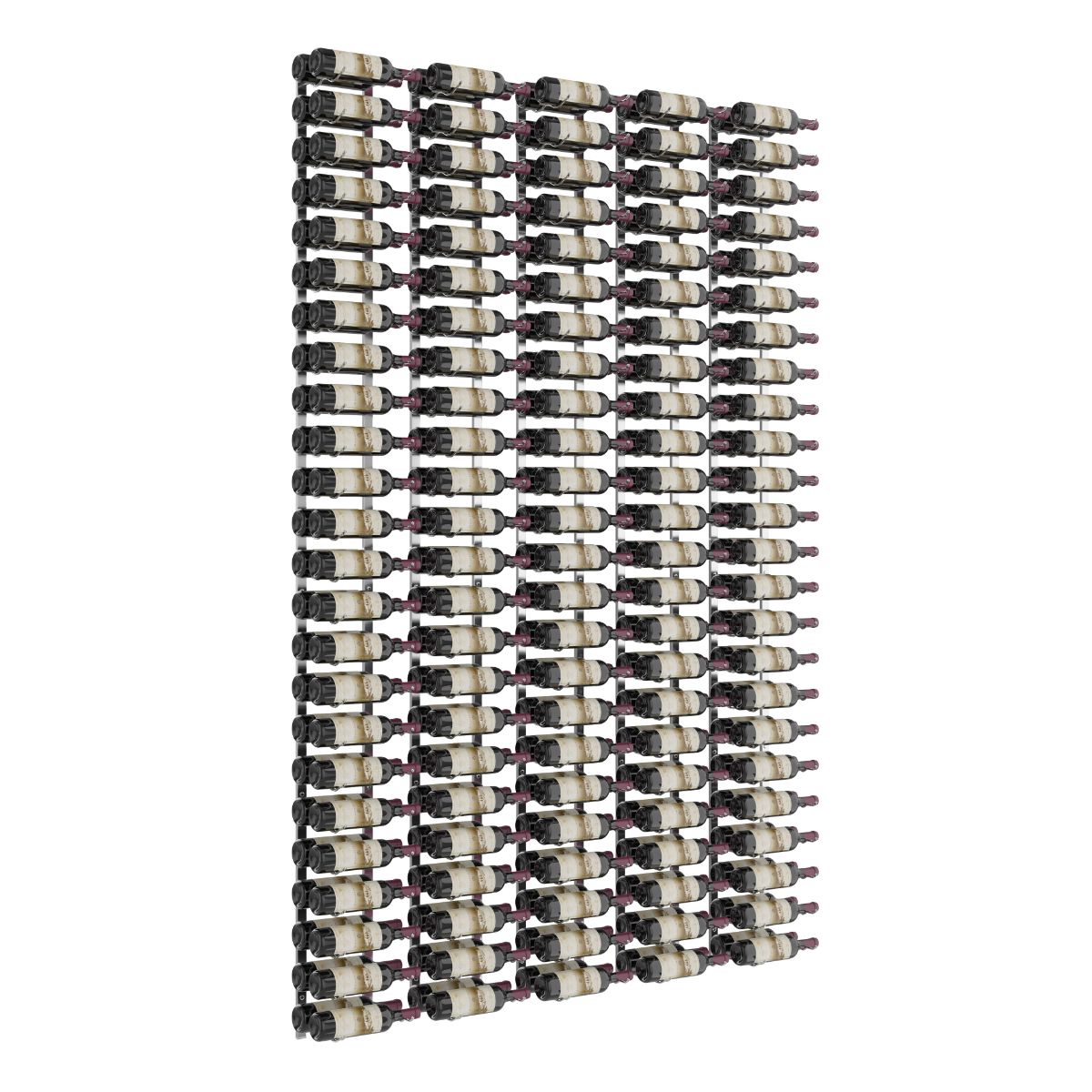 VintageView Feature Wall 8-Foot Wine Rack Kit Double Depth 240 Bottles Chrome Luxe Shown