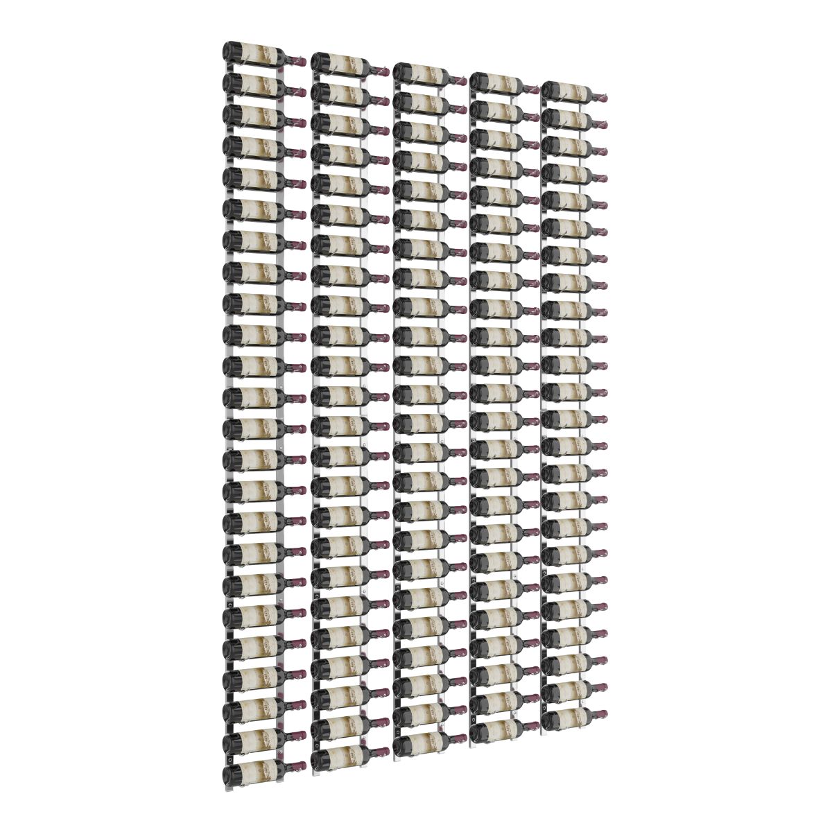 VintageView Feature Wall 8-Foot Wine Rack Kit Single Depth 120 Bottles Chrome Luxe Shown