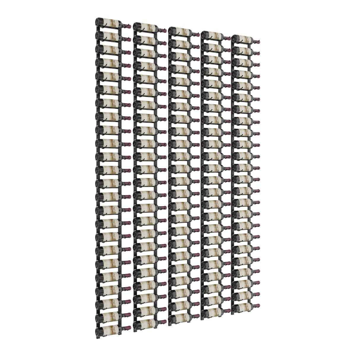 VintageView Feature Wall 8-Foot Wine Rack Kit Single Depth 120 Bottles Matte Black Shown