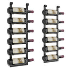 VintageView Le Rustique wall mounted metal wine rack holding 12 wine bottles in black finish