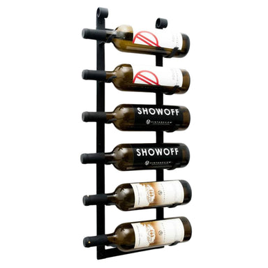 VintageView Le Rustique wall mounted metal wine rack holding 6 wine bottles in black finish