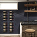 VintageView Le Rustique wall mounted metal wine racks installed in a modern home bar
