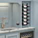VintageView Le Rustique wall mounted metal wine rack installed in a recessed kitchen