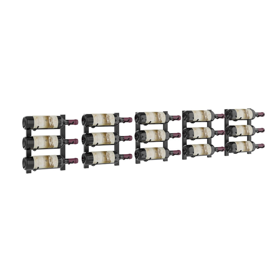 VintageView Over the Couch Wall-Mounted Wine Rack Kit Single Deep 15 Bottles Matte Black Shown